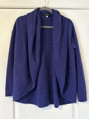 Forte Cashmere 100% Cashmere Purple Open Front Cardigan Sweater Size S